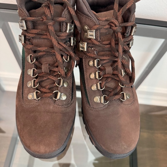TIMBERLAND Women’s Euro Hiker Brown Leather/Suede & Plaid print Boots Size 8 - Picture 4 of 12